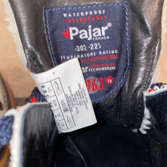 PAJAR Women’s Tristine Genuine Shearling Ankle Waterproof Boots Size 8-8.5 - Picture 7 of 10